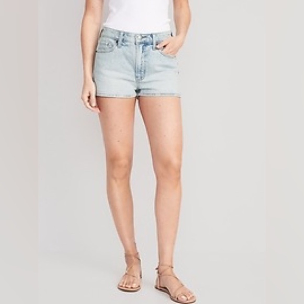 Light Wash High-Waisted OG Straight Super-Short Jean Shorts 1.5-inch inseam